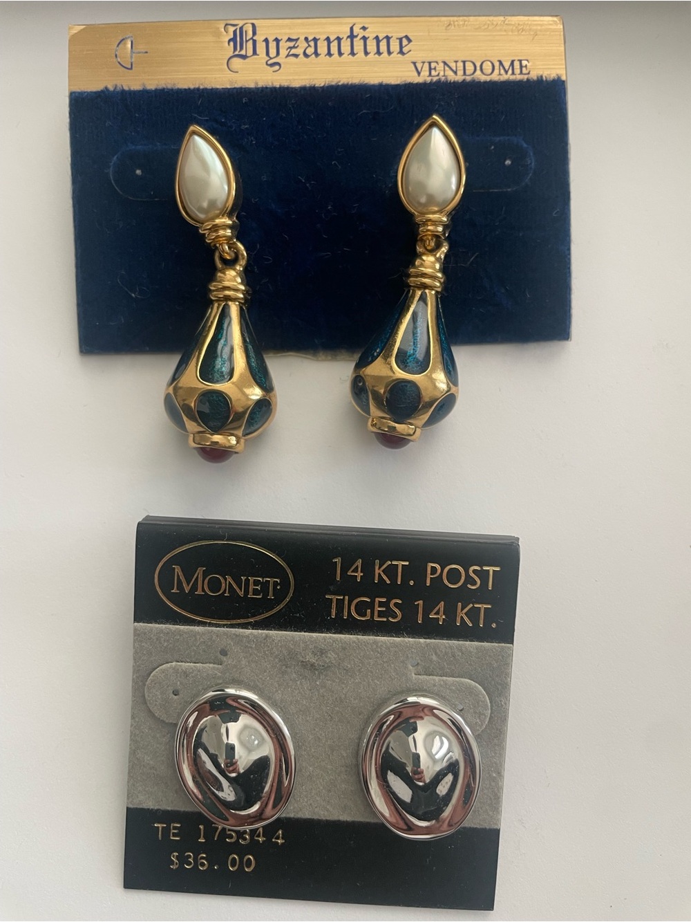 VINTAGE VENDOME Gold-Tone Teardrop Earrings and Monet earrings